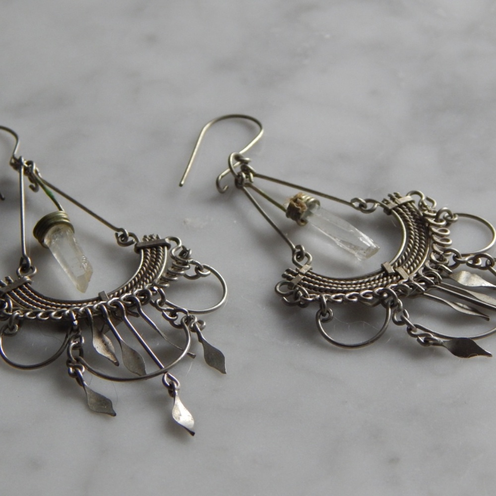 Sterling Silver Quartz Dangles - image 2